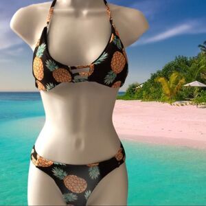 Cute!! Black with pineapple design bikini